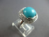 ESTATE LARGE .32CT DIAMOND & AAA TURQUOISE 14KT WHITE GOLD SQUARE HALO FUN RING