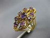 ANTIQUE LARGE 1.60CT AAA AMETHYST 14KT YELLOW GOLD OVAL & ROUND FLOWER FUN RING