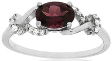 1.12CT DIAMOND & AAA RHODOLITE 14KT WHITE GOLD OVAL & ROUND INFINITY LOVE RING