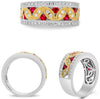 ESTATE 1.0CT DIAMOND & AAA RUBY 14KT TWO TONE GOLD MULTI LEAF FILIGREE FUN RING