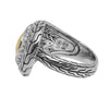 .39CT DIAMOND 18K YELLOW GOLD & 925 SILVER HANDCRAFTED TEAR DROP NUGGET FUN RING