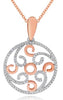 .31CT DIAMOND 14K WHITE & ROSE GOLD CLASSIC ROUND OPEN FILIGREE FLOATING PENDANT