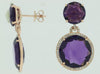 24.47CT DIAMOND & AAA AMETHYST 14KT ROSE GOLD 3D ROUND HALO FUN HANGING EARRINGS