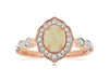 .71CT DIAMOND & AAA OPAL 14KT ROSE GOLD 3D OVAL & ROUND FLOWER FILIGREE FUN RING