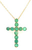 ESTATE .50CT AAA EMERALD 18KT YELLOW GOLD 3D CLASSIC CROSS FLOATING PENDANT