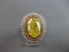 EXTRA LARGE GIA 7.0CT WHITE PINK & FANCY YELLOW DIAMOND 18KT TRI GOLD HALO RING