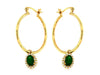 1.01CT DIAMOND & AAA EMERALD 14K YELLOW GOLD 3D OVAL HOOP CHARM HANGING EARRINGS