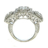 LARGE 2.45CT DIAMOND 18KT WHITE GOLD ROUND & BAGUETTE FILIGREE DOUBLE HALO RING