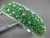 ESTATE LARGE 10.9CT & AAA EMERALD DIAMOND 18K 2 TONE GOLD FLOWER BANGLE BRACELET