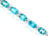 19.0CT DIAMOND & AAA BLUE TOPAZ 14KT WHITE GOLD OVAL & ROUND FILIGREE BRACELET
