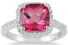 2.78CT DIAMOND & AAA PINK TOPAZ 14KT WHITE GOLD CUSHION & ROUND CLASSIC FUN RING
