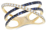 .88CT DIAMOND & AAA SAPPHIRE 14K YELLOW GOLD MULTI ROW CRISS CROSS INFINITY RING