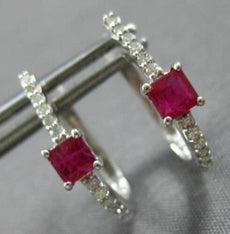 ESTATE .52CT DIAMOND & AAA RUBY 14KT WHITE GOLD 3D LEVERBACK HANGING EARRINGS