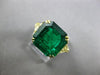 LARGE 7.81CT YELLOW DIAMOND AAA COLOMBIAN EMERALD 18KT YELLOW GOLD PLATINUM RING