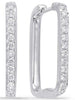 ESTATE .37CT DIAMOND 14KT WHITE GOLD CLASSIC SQUARE HUGGIE HOOP HANGING EARRINGS