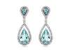 2.99CT DIAMOND & AAA AQUAMARINE 14KT WHITE GOLD PEAR SHAPE HALO HANGING EARRINGS