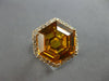 ESTATE LARGE 10.60CT DIAMOND & AAA CITRINE 14K YELLOW GOLD HEXAGON HALO FUN RING