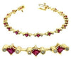 3.75CT DIAMOND & AAA RUBY 14KT YELLOW GOLD 3D PRINCESS & ROUND TENNIS BRACELET