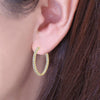 5CT DIAMOND 14KT YELLOW GOLD ROUND SHARED PRONG INSIDE OUT HOOP HANGING EARRINGS