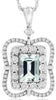 1.12CT DIAMOND & AAA AQUAMARINE 14KT WHITE GOLD 3D EMERALD CUT FLOATING PENDANT