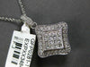 LARGE 1.10CT DIAMOND 18KT WHITE GOLD INVISIBLE SQUARE FILIGREE FLOATING PENDANT