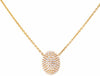 ESTATE .26CT DIAMOND 14KT YELLOW GOLD 3D CLASSIC ROUND PAVE OVAL LOVE NECKLACE