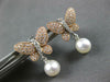 .25CT DIAMOND & AAA SOUTH SEA PEARL 14KT WHITE & ROSE GOLD 3D BUTTERFLY EARRINGS