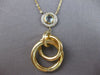LARGE .61CT DIAMOND & AAA LIGHT BLUE TOPAZ 14KT 2 TONE GOLD 3D CIRCULAR NECKLACE