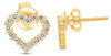 ESTATE .32CT DIAMOND 14K YELLOW GOLD ROUND CLASSIC OPEN HEART LOVE STUD EARRINGS