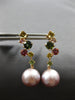 2.01CT AAA MULTI COLOR SAPPHIRE & PINK SOUTH SEA PEAL 18KT ROSE GOLD 3D EARRINGS