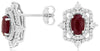 1.49CT DIAMOND & AAA RUBY 14KT WHITE GOLD 3D OVAL & ROUND SQUARE STUD EARRINGS