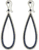 LARGE 2.42CT DIAMOND & AAA SAPPHIRE 14KT WHITE GOLD ELONGATED CLIP ON EARRINGS