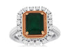 2.25CT DIAMOND & AAA EMERALD 14KT WHITE & ROSE GOLD EMERALD CUT ENGAGEMENT RING