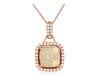 1.64CT DIAMOND & AAA OPAL 14K ROSE GOLD 3D CUSHION & ROUND HALO FLOATING PENDANT