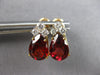 LARGE 3.30CT DIAMOND & AAA GARNET 14KT 2 TONE GOLD 3D PEAR SHAPE EARRINGS #27695