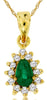 .30CT DIAMOND & AAA EMERALD 14KT YELLOW GOLD PEAR SHAPE & ROUND FLOATING PENDANT