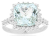 ESTATE LARGE 4.05CT DIAMOND & AAA AQUAMARINE 14K WHITE GOLD HALO ENGAGEMENT RING
