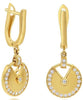 .21CT DIAMOND 18KT YELLOW GOLD 3D ROUND CIRCULAR ETOLIE LEVERBACK FUN EARRINGS