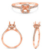 .26CT DIAMOND 14K ROSE GOLD ROUND CLASSIC SQUARE HALO SEMI MOUNT ENGAGEMENT RING