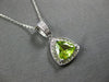 .90CT DIAMOND & AAA PERIDOT 14KT WHITE GOLD 3D TRILLION & ROUND FLOATING PENDANT