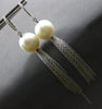 LARGE & LONG .11CT DIAMOND & AAA SOUTH SEA PEARL 18K WHITE GOLD HANGING EARRINGS