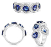 WIDE 3.44CT DIAMOND & AAA SAPPHIRE 18KT WHITE GOLD PEAR SHAPE & ROUND FUN RING