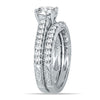 ESTATE 1.25CT DIAMOND 14KT WHITE GOLD CLASSIC ROUND ENGAGEMENT WEDDING RING SET