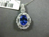 ESTATE LARGE 2.41CT DIAMOND & AAA TANZANITE 18K WHITE GOLD OVAL FLOATING PENDANT