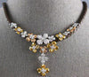 ESTATE LARGE 1.97CT DIAMOND 14KT TRI COLOR GOLD MULTI FLOWER LARIAT FUN NECKLACE