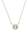 ESTATE .10CT DIAMOND 14KT WHITE GOLD 3D CLASSIC OVAL SOLITAIRE BEZEL NECKLACE