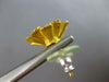 ANTIQUE 18KT YELLOW GOLD BLACK ENAMEL 3D HANDCRAFTED FLOWER STUD EARRINGS