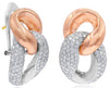LARGE 2.60CT DIAMOND 14KT WHITE & ROSE GOLD 3D OVAL LOVE KNOT CLIP ON EARRINGS