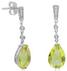 3.57CT DIAMOND & AAA LEMON QUARTZ 14K WHITE GOLD PEAR SHAPE & ROUND FUN EARRINGS