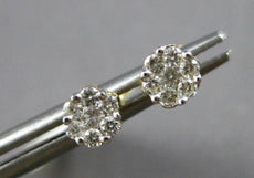 ESTATE SMALL .25CT DIAMOND 14K WHITE GOLD CLUSTER INVISIBLE FLOWER STUD EARRINGS